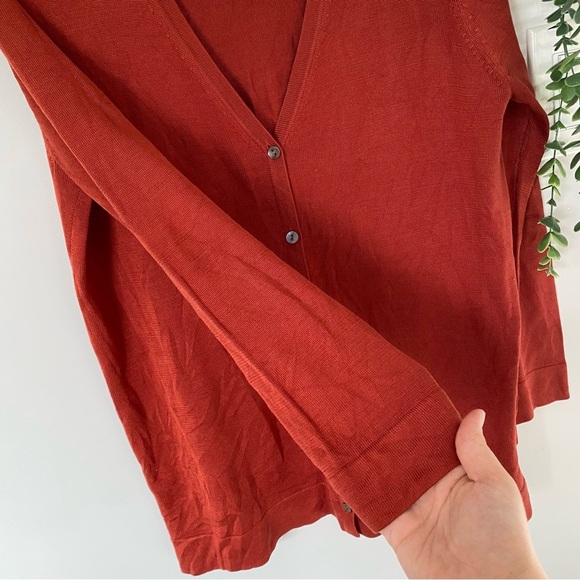 Eddie Bauer Silk Button Up Cardigan Pumpkin Size Medium Petite - Picture 6 of 9